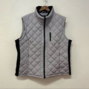 Andrew Marc Ladies Quilted Full Zip Vest Gray & Black Sz XXL